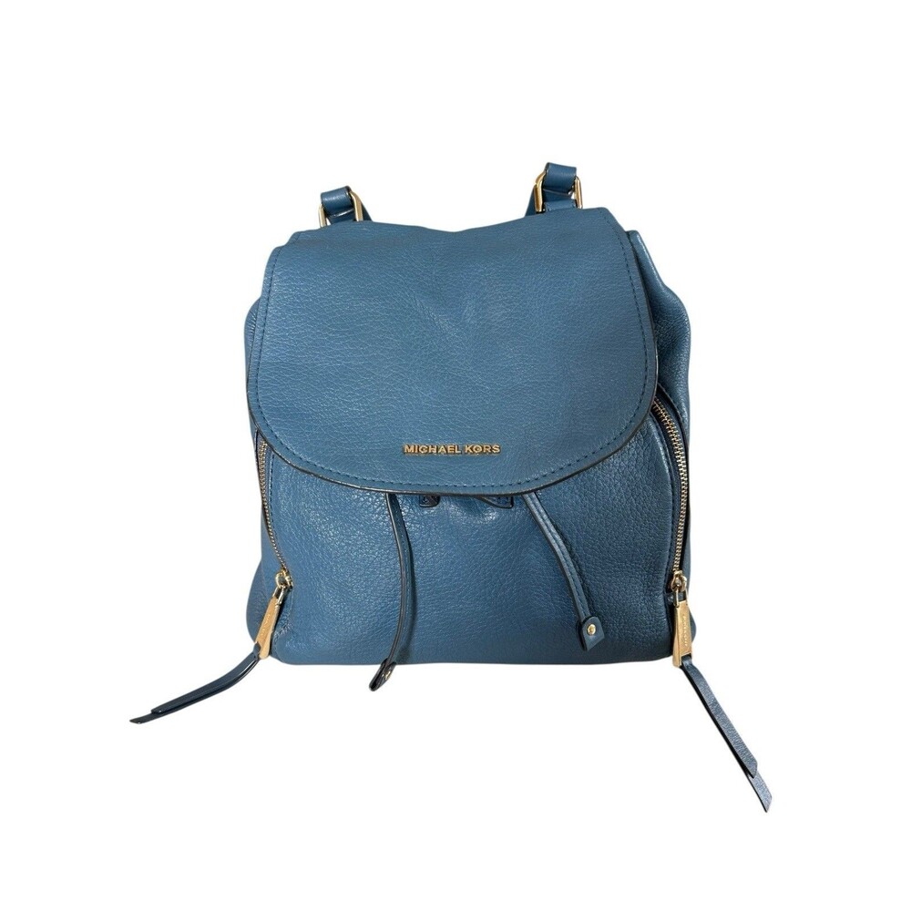 Michael Kors Viv Blue Pebbled Leather Convertible Backpack Crossbody Bag